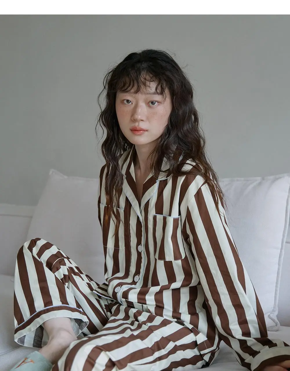 보웰 [BWTZ] (uni) 데이오프 고밀도 순면 100% 파자마세트 우디스트라이프 2종 상세페이지 3